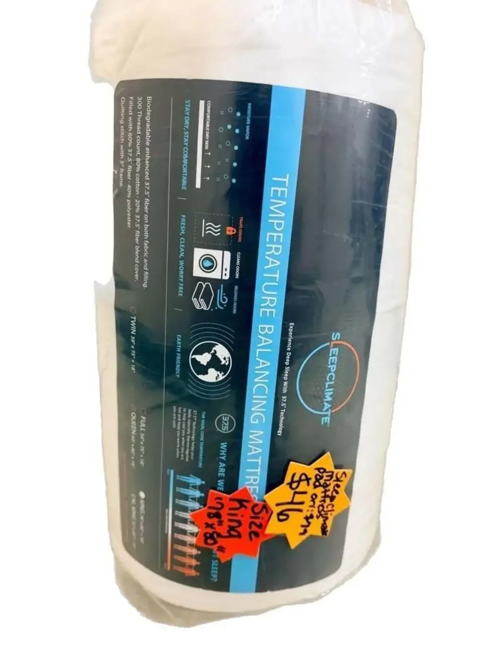 Sleep Climate Temperature Balancing Mattress Pad King Size 78x80